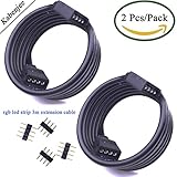 Kabenjee 2X SMD5050/3528/2835 Universal 4 pin RGB LED Light Strips Extension Connector Cable,Multicondutor Extension Cord,LED Tape Light 3m/9.8ft Long Connector Cable with Solderless Plugs(Black)