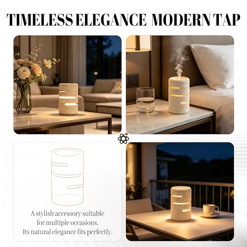 Natural Travertine Marble Table Lamp - Travertine Night Light Handmade Decorative Lamp with Home Decor Type C for Bedroom, Office, Living Room or Bedside