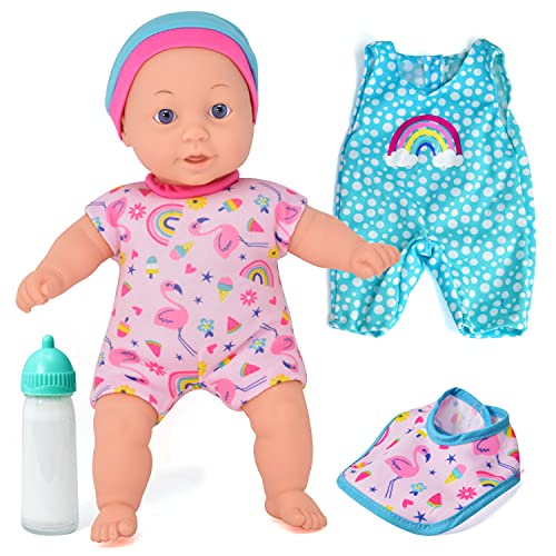 Dolls To Play 12 Inch Soft Body Baby Doll, Magic Bottle and Bib