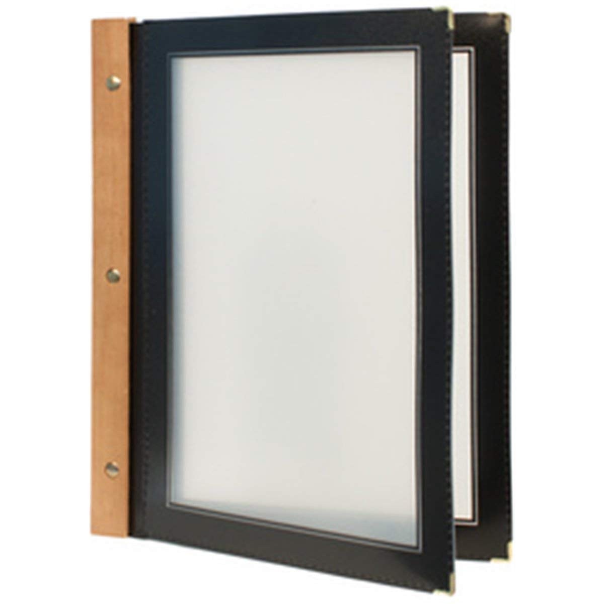 Securit Wooden Spine Menu Holder A4 Black with 2 inserts - 4 Page