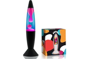 KUSENS 14 Inch Blue Liquid Motion Lamp, Magma Motion Lamps with Red Wax Flows for Home Decoration Cool Nightlight Lamp with Black Base