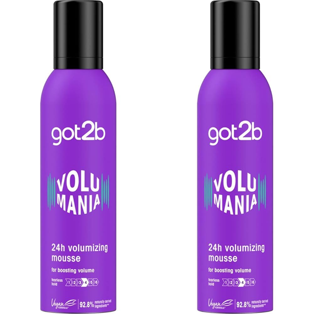 Got2b Volumania Bodifying Hair Mousse, 24 hour Volumizing Hold, 250ml (Pack of 2)
