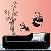BIBITIME Black&White Mother Baby Pandas Eating Bamboos Wall Stickers Decor for Bedroom Vinyl Decals