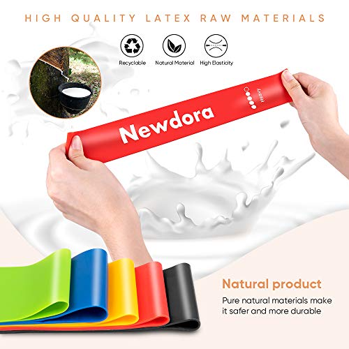 Newdora-Widerstandsbaender-5-Sets-Widerstandsstufen-Uebungsbaender-super-glatte-hautfreundliche-reine-Naturlatex-Workout-Loop-Baender-fuer-Home-Fitness-Krafttraining-Pilates-Yoga-Reha