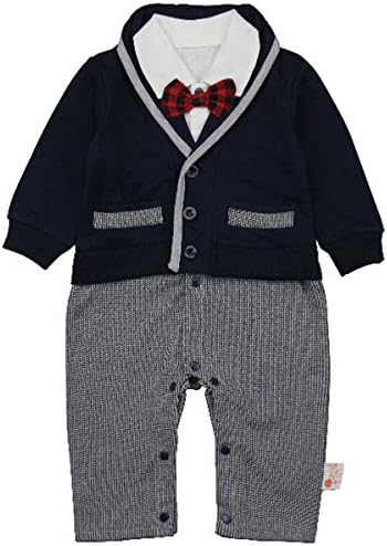 Baby Boy Jumpsuit Cotton Wedding Tuxedo Long Sleeve Gentleman Formal Outfit