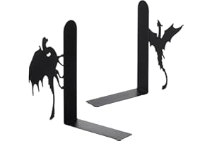 Book Ends - 16.7x3x15cm Metal Shelf Support Stoppers | Gothic Decorative Bookends, Non Slip Holder Pair, Vintage Style Organi
