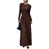 SOLY HUX Women's Maxi Skirt Set 2 Piece Long Sleeve Fitted T Shirts and Flowy Long Skirts Fall Clothes