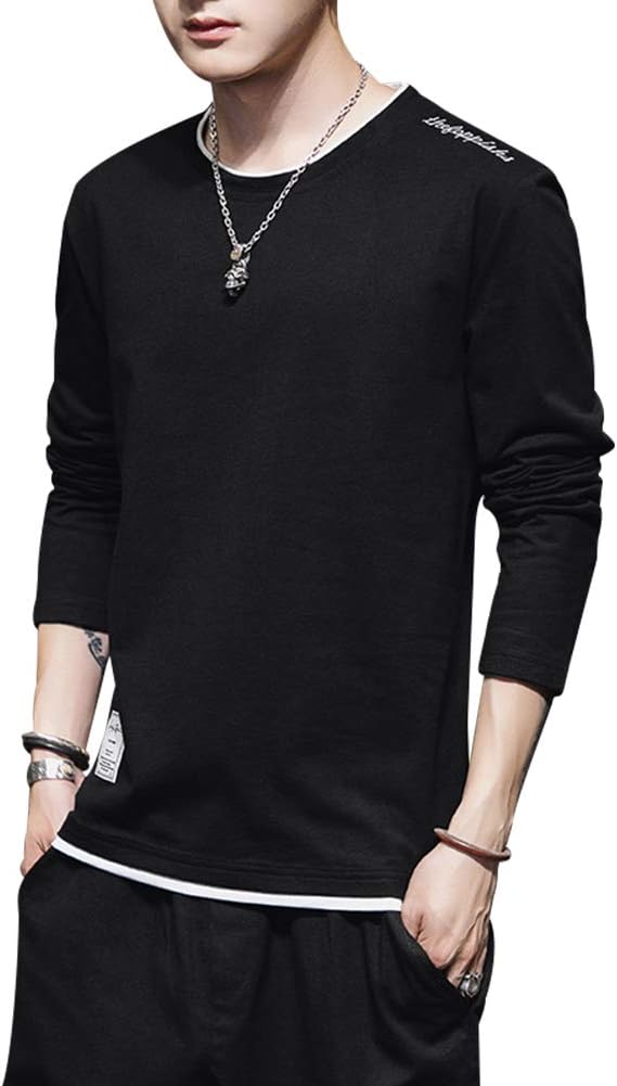 Amazon Oneu Tシャツ メンズ 丸首 夏秋 カジュアル トップス 大きい サイズ ゆったり 大きい サイズ 無地 Tシャツ 長袖 無地 軽い 柔らかい シルエット おしゃれ ファッション 人気 Tシャツ カットソー 通販
