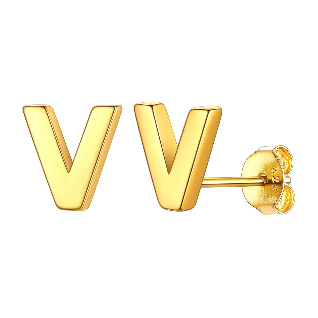 ChicSilver Dainty Stud Earrings Initial Letter V Earring for Women Monogram Jewelry Alphabet Studs Hypoallergenic — image 1