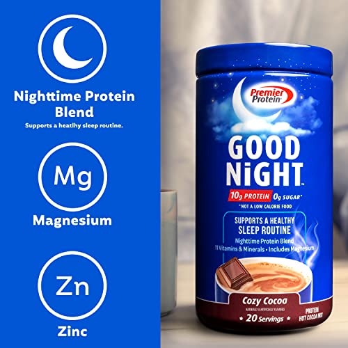 Premier Protein Good Night Protein Powder, Hot Cocoa Mix, 10g Protein