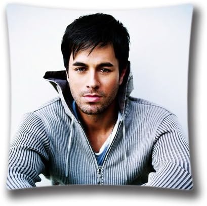 Pop Home Home Decor Cotton & Polyester Square Pillowcase Enrique Iglesias Printed Throw Pillow Sham Cushion Cover 18" x 18"