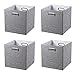 BAIST Fabric Storage Cubes,Fancy Big Collapsible Colored Linen Bed Drawer Storage Baskets Bins Organizers for playroom Books Toys-Set of 4,Gray …