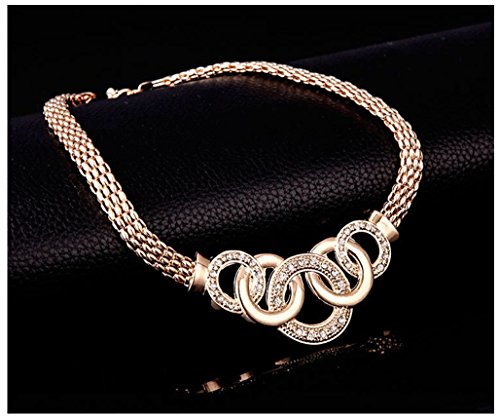 Spiritlele 4 PCS Crystal Jewelry Set Golden Chain Necklace Bracelet Ring Earrings Set For Women - Thumbnail 6