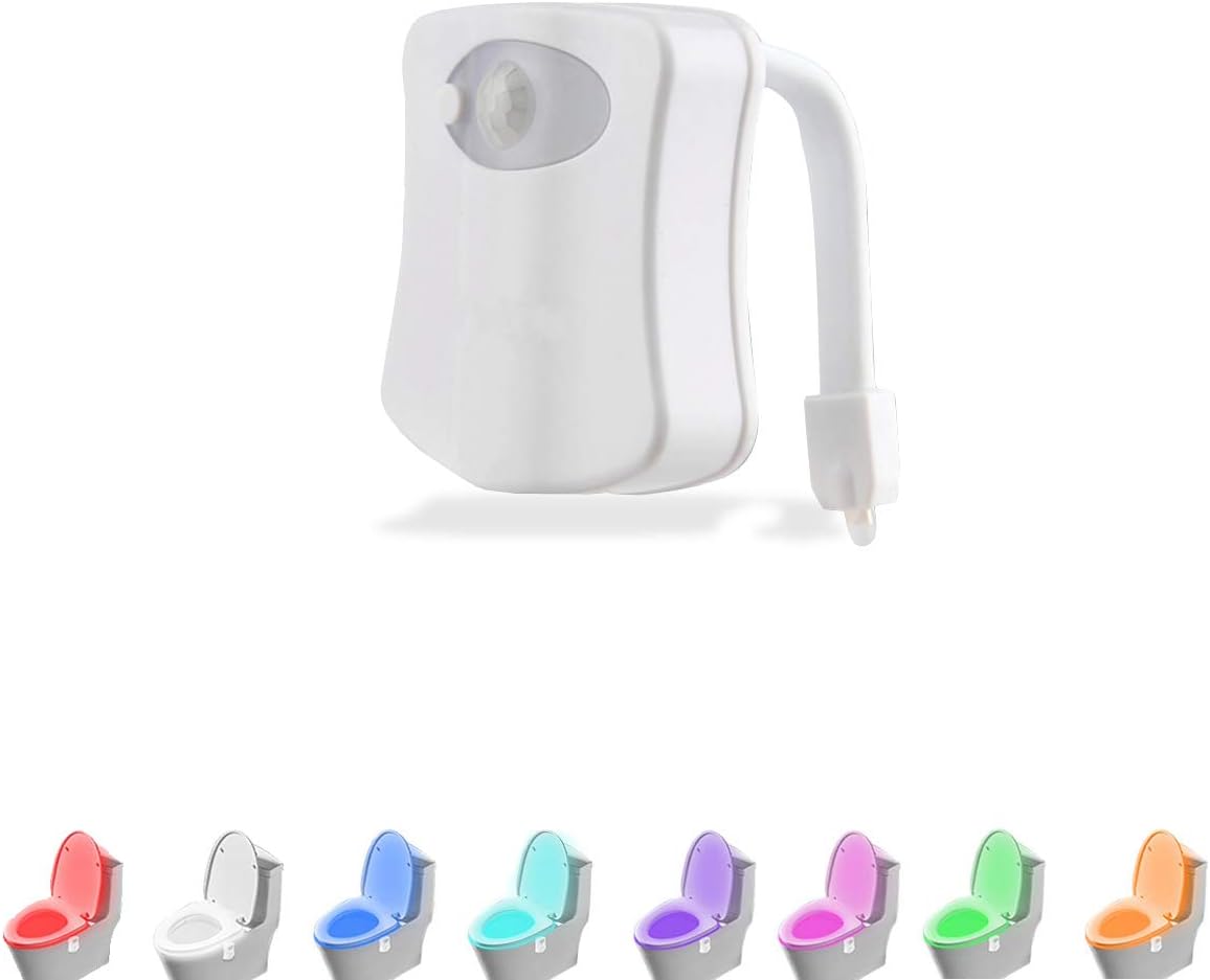 LAVAED Motion Sensor Toilet Night Light Home Toilet Light Bathroom Body Motion Sensor Toilet Bowl Seat Light Lamp 8-Color Changes (1 Pack)