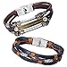 Zhenhui Handmade Vintage Mens Womens Leather Wrap Wrist Band Brown Black Bracelets with Stainless Steel Clasp Pack of 2 Pcs