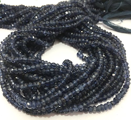 Natural Iolite Micro Faceted Rondelle 3.5 to 4 mm 13" Natural Gemstone Beads Semi Precious Beads/Natural Iolite Beads
