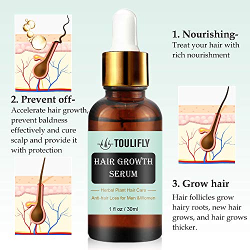 TOULIFLY Hair Growth Serum Hair Growth Treatment Oil Hair Regrowth Serum Anti-hair Loss Hair Treatment for Thinning Balding Hair Promotes Hair Growth for Men Women