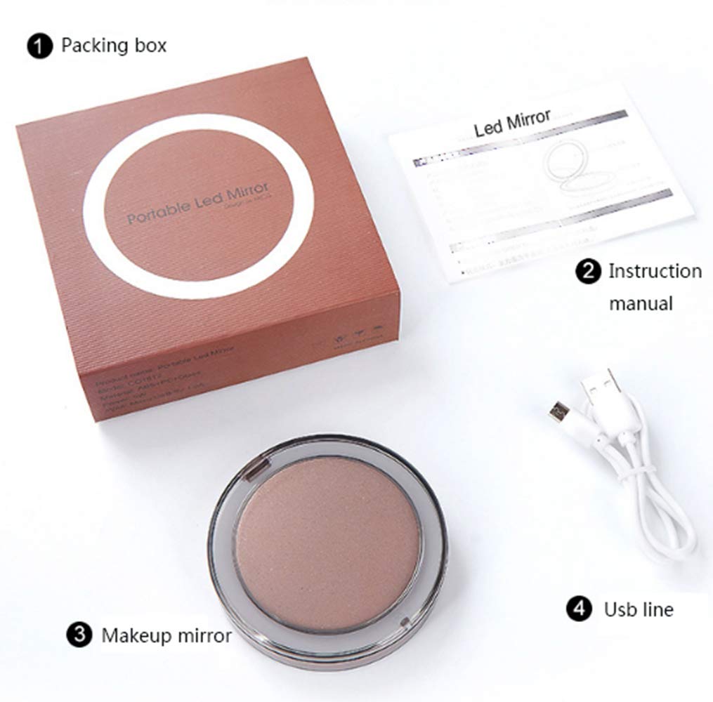 Compact Mirror, 1X/3X LED Lighted Travel Folding Makeup Mirror - The Most Natural Magnifying Mirror with USB Charging for Beauty, Cosmetic and Travel