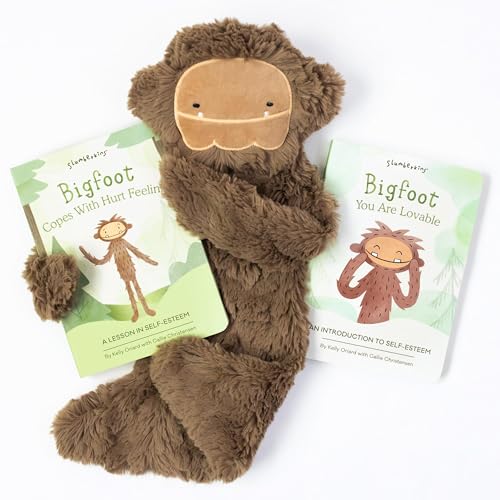 Slumberkins Bigfoot Snuggler & 2 Board Books Complete Set Bundle | Soft Plush Toy for Ages 0+ | Enhances Self-Esteem & Positive Relationships (Bigfoot Snuggler Plush + 2 Board Books)