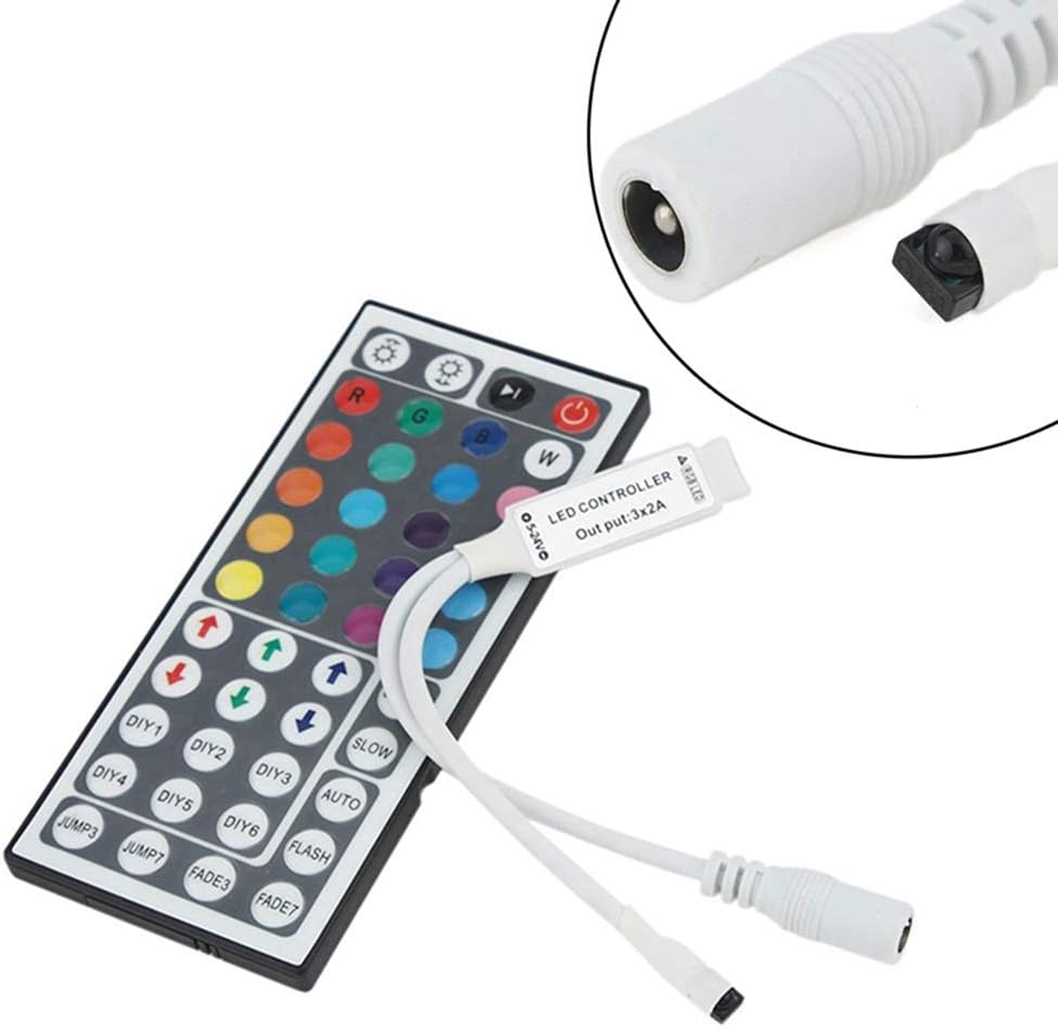 VIPMOON 44-Key Wireless RGB Remote Control Kit for LED Strips with 4 Pin Receiver
