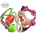 AINOLWAY Medium Large Rope Dog Toys 6 Pack Set, 4 Sturdy Rope Toy with Ball and Handle for Tug of War & 1 Wooden Dog Bone & 1 Squeaker Football, Assortment for Large Breeds and Big Puppies