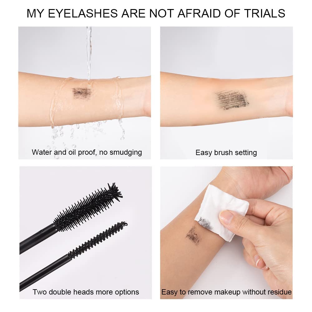 4pcs Colored Mascara and 1Pcs Black Skinny Mascara Set, Blue Red Brown Mascara eyelash Volume and Length, 4D Silk Fiber Lash Extensions Mascara, Natural Hypoallergenic Cruelty-Free Mascara