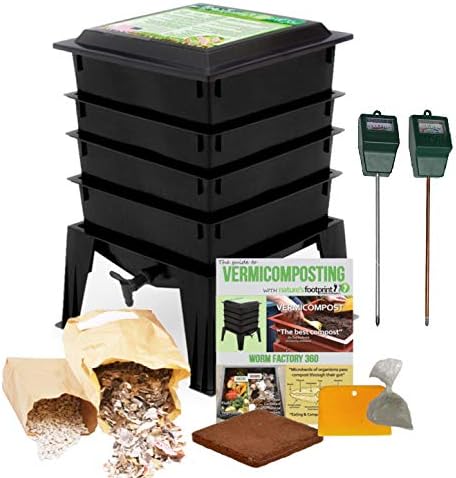 Worm Factory 360 Composting Bin + Moisture and pH Testing Meter Worm Farm Kit