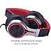 FOSTO Headphones, FT58 Stereo Foldable Headset Strong Low Bass Headphones with Microphone for iPhone, All Android Smartphones, PC, Laptop, Mp3/mp4, Tablet Earphones（Red