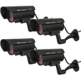 Yuarisx Dummy Security Camera Bullet Fake CCTV Surveillance System Indoor Outdoor with Realistic Simulated LEDs Flashing Ligh