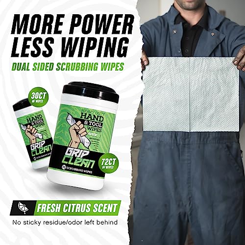 Grip Clean Heavy Duty Cleaning Wipes, Hands, Tool, & Surfaces, Waterless, Auto Mechanics & Tool