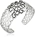 Amazon Collection Sterling Silver Black Diamond Accent Two Tone Filigree Cuff Bracelet, 7