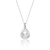 Pear Vibe Pearl Pendant Necklace for Women - AAA+ Quality Single Pearl Necklace With 925 Sterling Silver Chain 18"