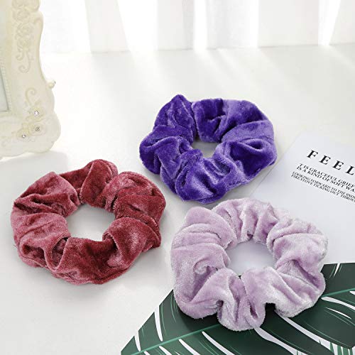 KECUCO 50 Colors Women's Velvet Hair Scrunchies Ponytail Holder Elastic Hair Bands, Including 52 pcs Velvet Scrunchy Hair Ties Ropes Scrunchie for Women or Girls Hair Accessories(COLOR3)