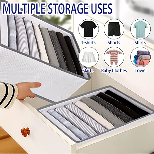 sprecenk Wardrobe Organiser 9 Grid Storage Boxes Drawer Organiser, Pack of 2 Foldable Trousers Storage Clothes Storage for T-Shirts, Shorts, Skirts, Light Grey