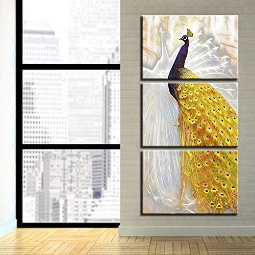 Zxyan 壁画 壁掛け インクジェットトリプルゴールドシルクピーコック ウォールは ポーチ壁画 フレームと30 45センチメートル 3 アート古典絵画ハンギング研究絵画絵画装飾絵画 おしゃれ プレゼント