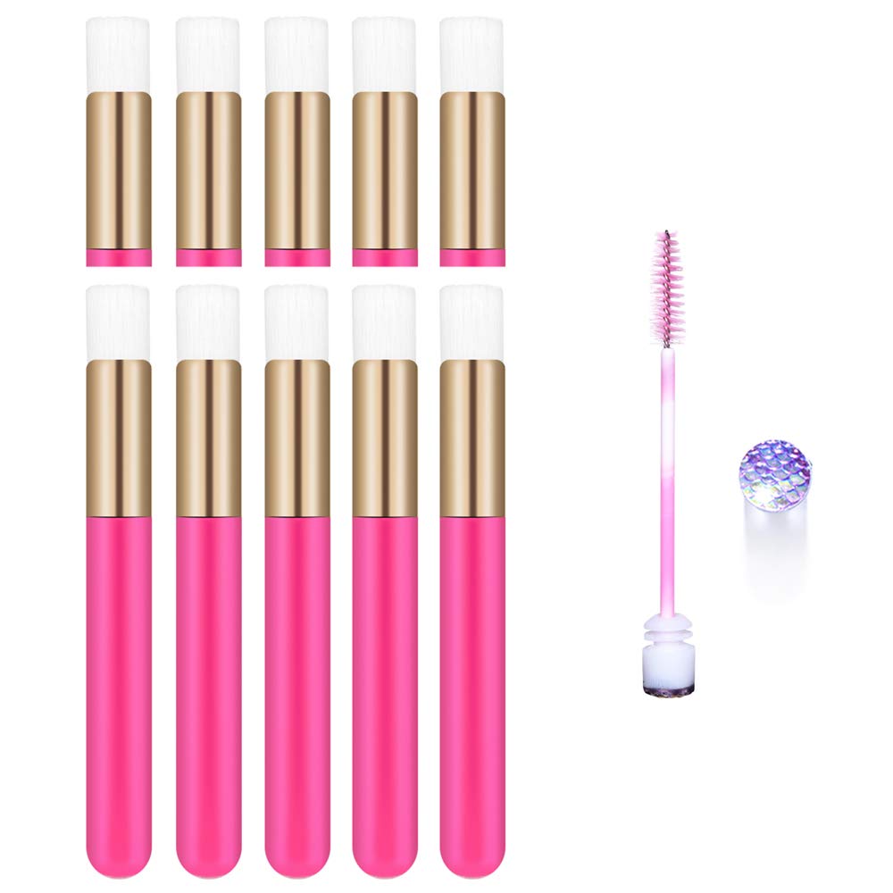 10 Pcs Hot Pink Lash Cleanser Brushes Soft Eyelash Cleaning Brushes Salin Used Aftercare Bags