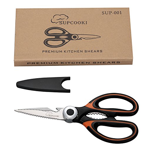 SupCooki Multi-Function Professional Kitchen Shears Super Sharp Stainless Steel Scissors (Orange) - Thumbnail 7