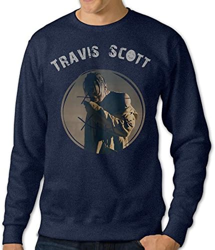 Men's Travis Scott Round Collar Pullover HoodiesNavy Size M