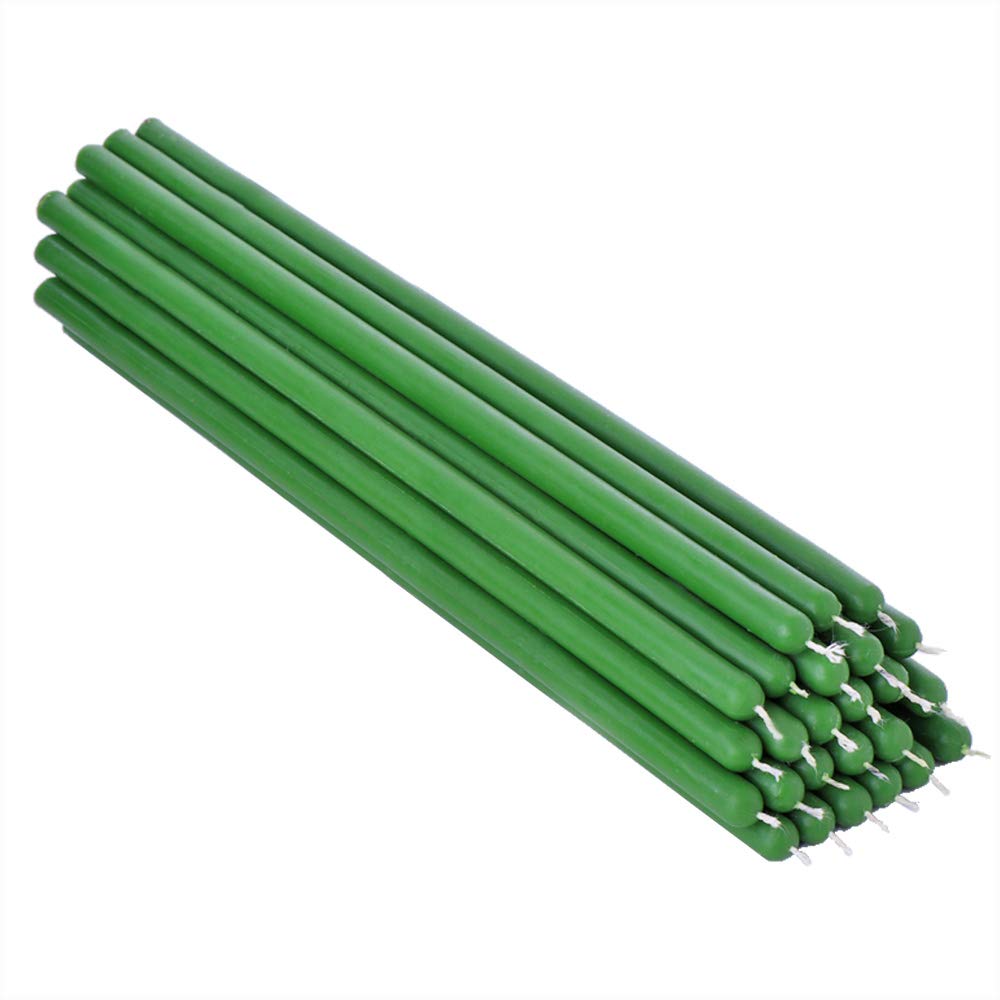 NKlaus 25x Green Beeswax 26cm sooty Table Candles Ritual Candle drip Candles 36334