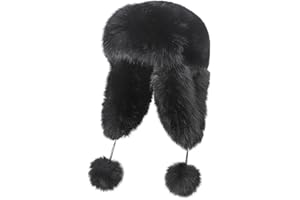 SIQITECHNO Women Faux Fur Trapper Hat with Pompoms Warm Classic Ear Flaps Hat Fuzzy Bobble Cap Warm Outdoor Ski Snow Cap