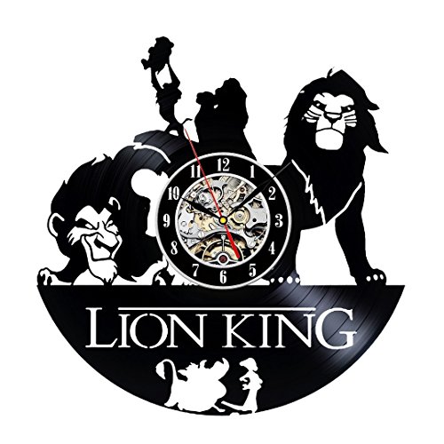 The Lion King Vinyl Record Wall Clock - Decorate your home with Modern Large Disney Art - Gift for kids, girls and boys - Win a prize for a feedback