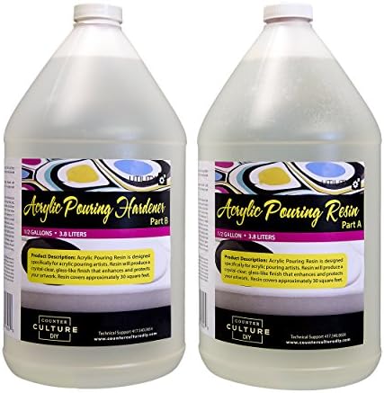 Acrylic Pouring Epoxy Resin, Made for Resin Art - Perfect for Metallic, Stains, and Acrylic, 100% Solids, Easy Coat, No VOCs, Scratch and Heat Resistant - 500 Degrees, UV Resistant, 1 Gallons