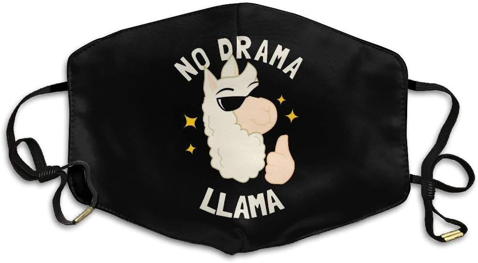 No Drama Llama Face Mask, Reuseable Polyester Face Mouth Mask Respirator for Cycling Anti-Dust for Unisex Men Women Boys