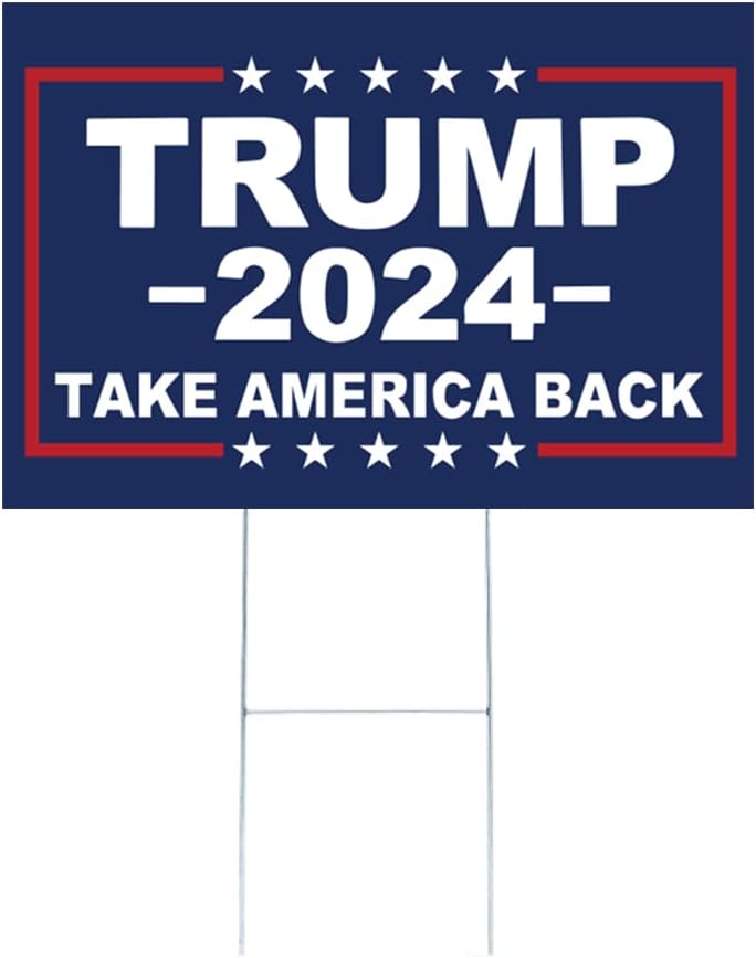 Yard Signs - Trump 2024 Yard Sign with H-Stakes - Double Sided 18x12 Inch Trump Take America Back Signs, Placard Voted for Trump Lawn Signs Triggering Signs Rally Decoration Outdoor Lawn Yard Signs, Blue