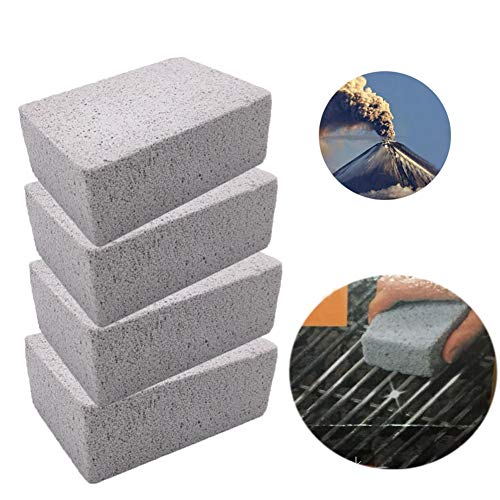 Bozoa 4 Pack 100% Ecological Odorless Grilling Stone Cleaner/Grill Cleaning Brick,Removes Encrusted Greases Grill Block Reusable De-Scaling Stones