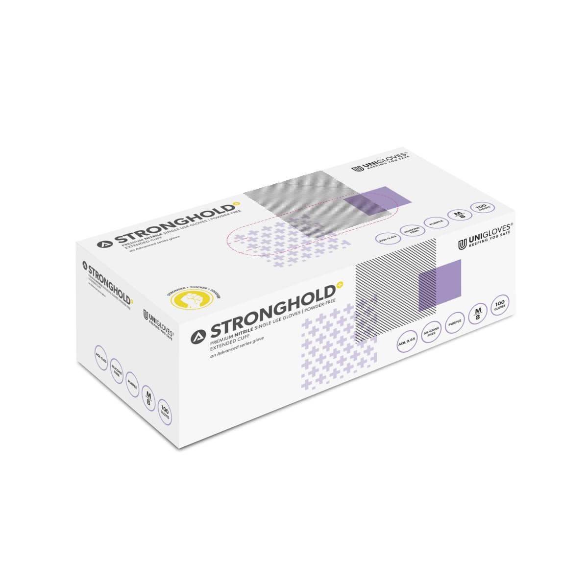 Unigloves Stronghold+ Purple Nitrile Powder Free Gloves - Box of 100 (Large)