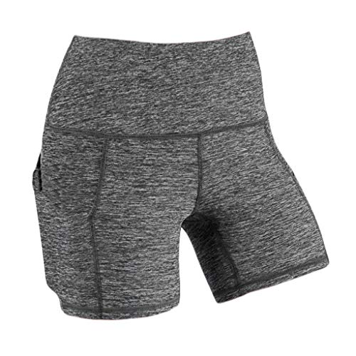 Frauen Yoga Shorts Hohe Taille Kompression Workout Running Bike Shorts Seitentaschen Lady Solide Tasche Hohe Taille Hip Stretch Unterhose Running Fitness Yoga Shorts