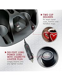 Rubbermaid 3375 00 Organizador de consola portátil para automóvil con doble puerto de carga USB y soportes para tazas