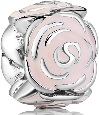 925 Sterling Silver Charms Rose Spacer European Charm Beads Fit Snake Chain Bracelet Bangle Necklace DIY Jewelry Making