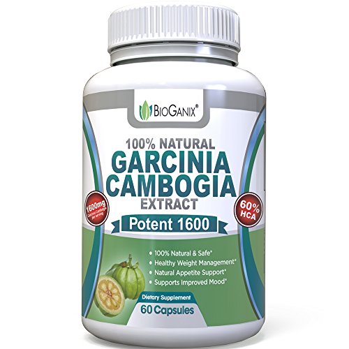 100% Natural Pure Garcinia Cambogia Extract Premium 1600mg (60 Veggie Capsules) Best 60% HCA For Max Weight Loss Support